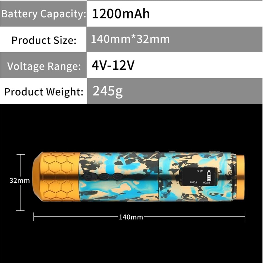 SHOTS-CAMO 1 WIRELESS KABLOSUZ PEN DÖVME MAKİNESİ