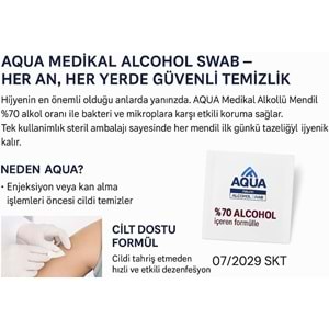 AQUA ALKOLLÜ MENDİL SWAB 100 ADET