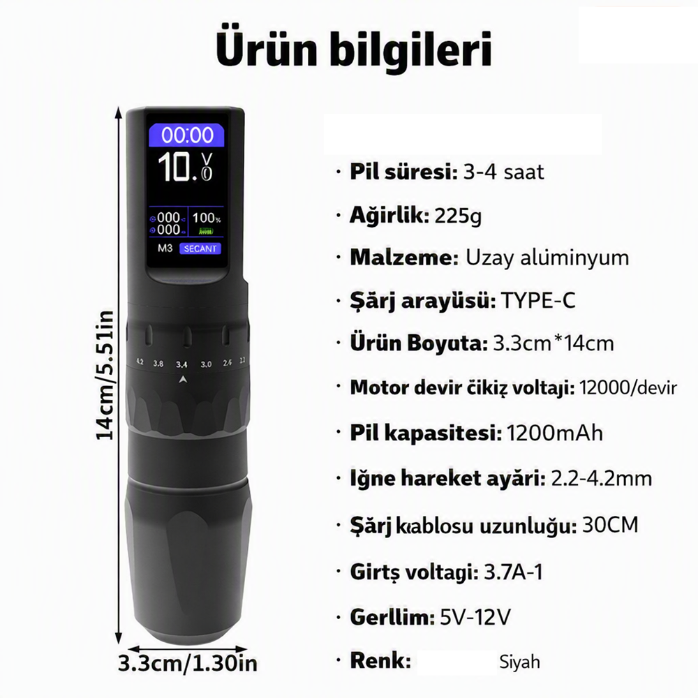 SHOTS-106 WIRELESS KABLOSUZ PEN DÖVME MAKİNESİ